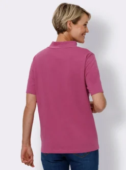 Stehkragenshirt aus reiner Baumwolle