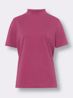 Stehkragenshirt aus reiner Baumwolle