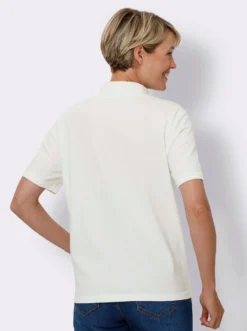 Stehkragenshirt aus reiner Baumwolle