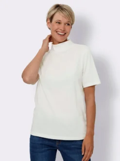Stehkragenshirt aus reiner Baumwolle