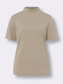 Stehkragenshirt aus reiner Baumwolle