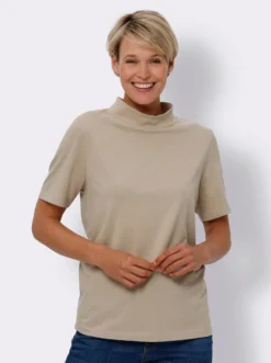 Stehkragenshirt aus reiner Baumwolle
