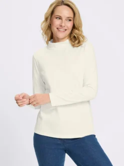 Stehkragenshirt aus reiner Baumwolle