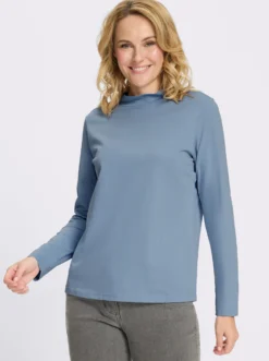 Stehkragenshirt aus reiner Baumwolle