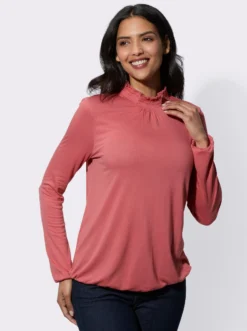Stehkragenshirt aus reiner Viskose