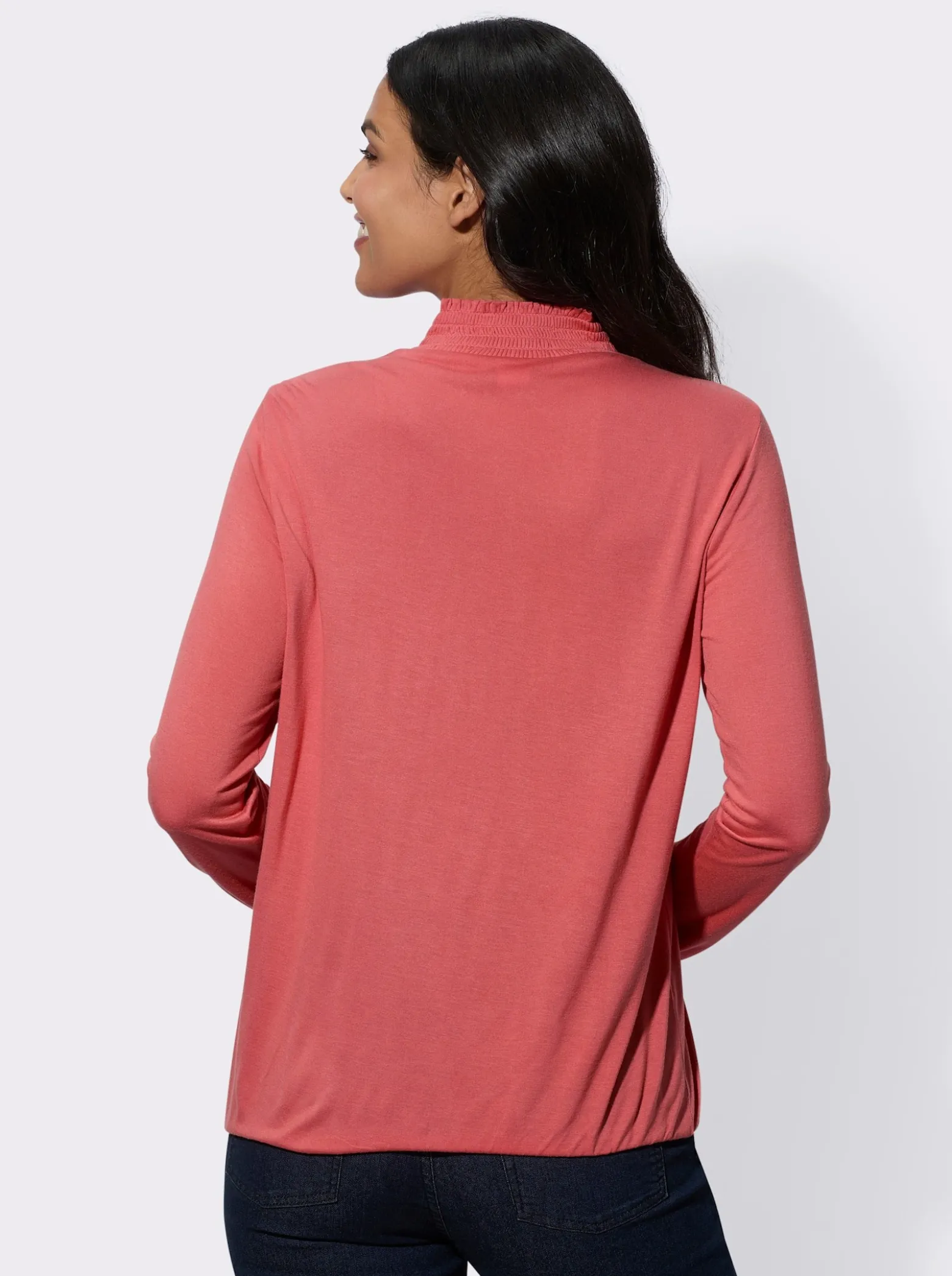Stehkragenshirt aus reiner Viskose