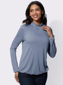 Stehkragenshirt aus reiner Viskose