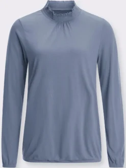 Stehkragenshirt aus reiner Viskose