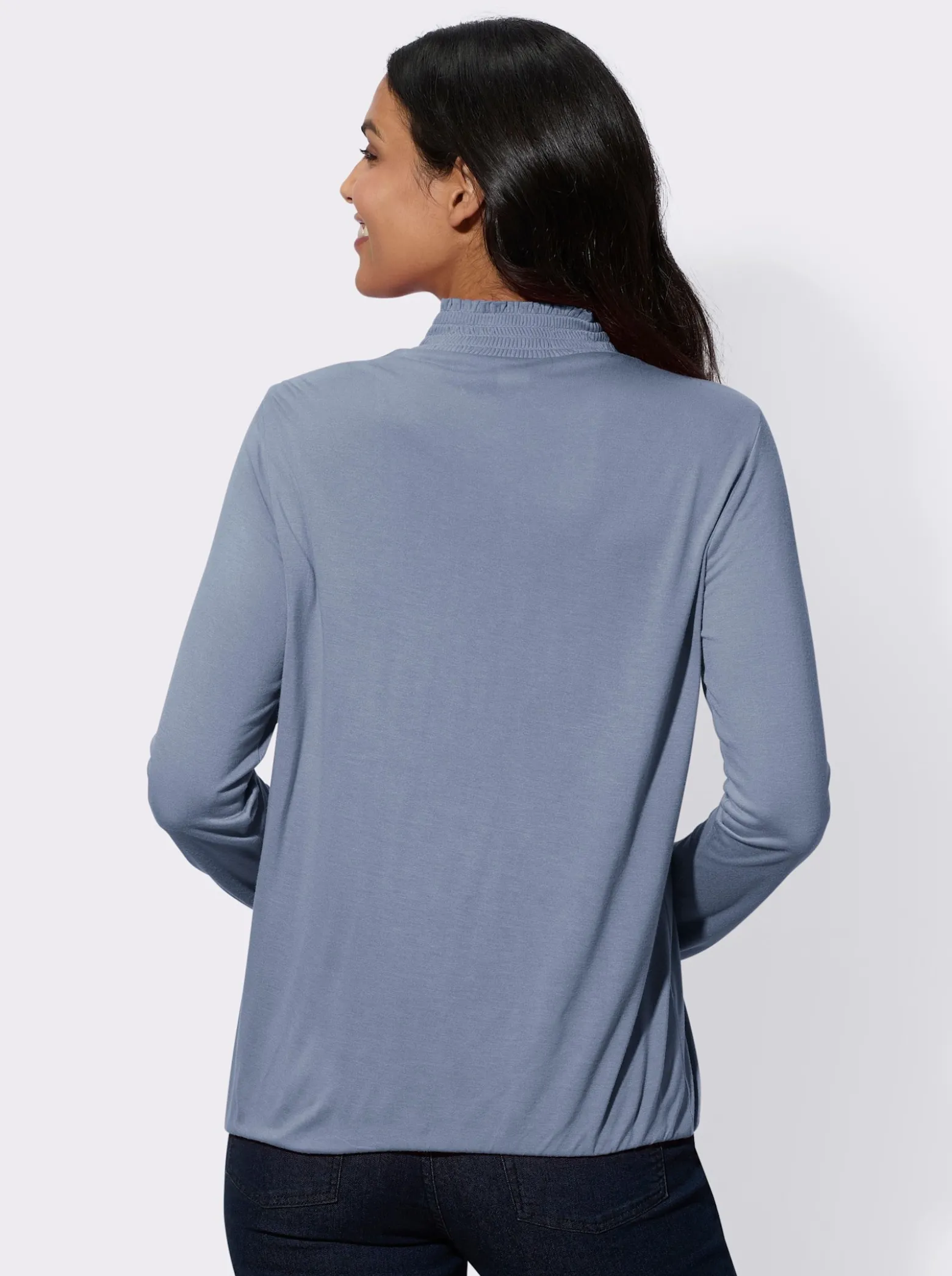 Stehkragenshirt aus reiner Viskose