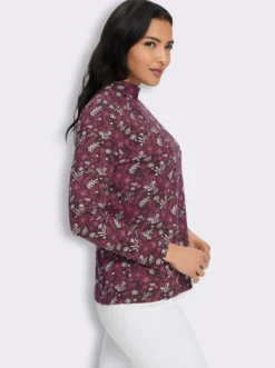 Stehkragenshirt im floralem Allover-Dessin