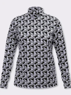 Stehkragenshirt im grafischen Minimal-Dessin