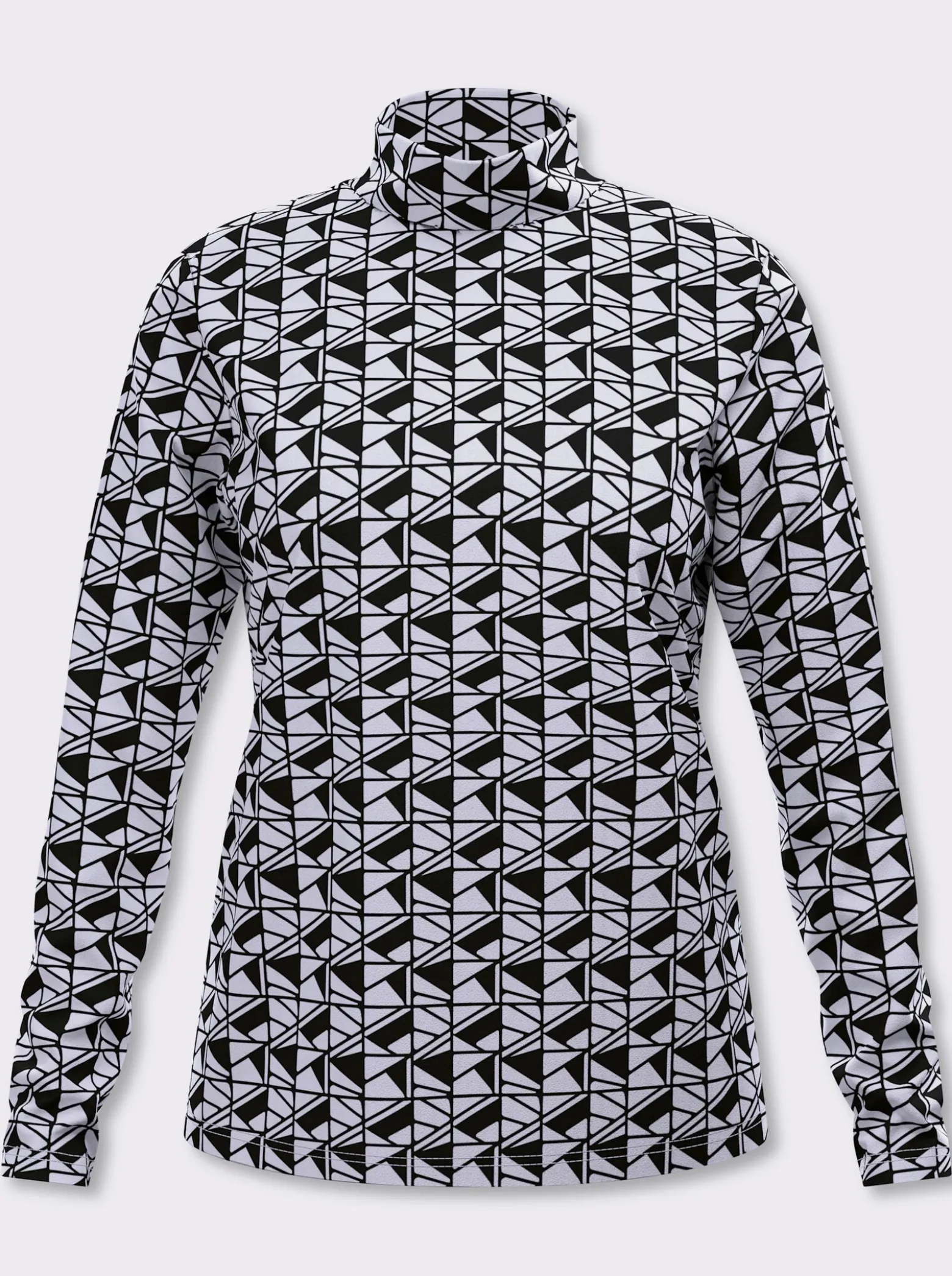 Stehkragenshirt im grafischen Minimal-Dessin