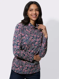 Stehkragenshirt im Paisley-Muster