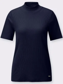 Stehkragenshirt in Baumwoll-Qualität