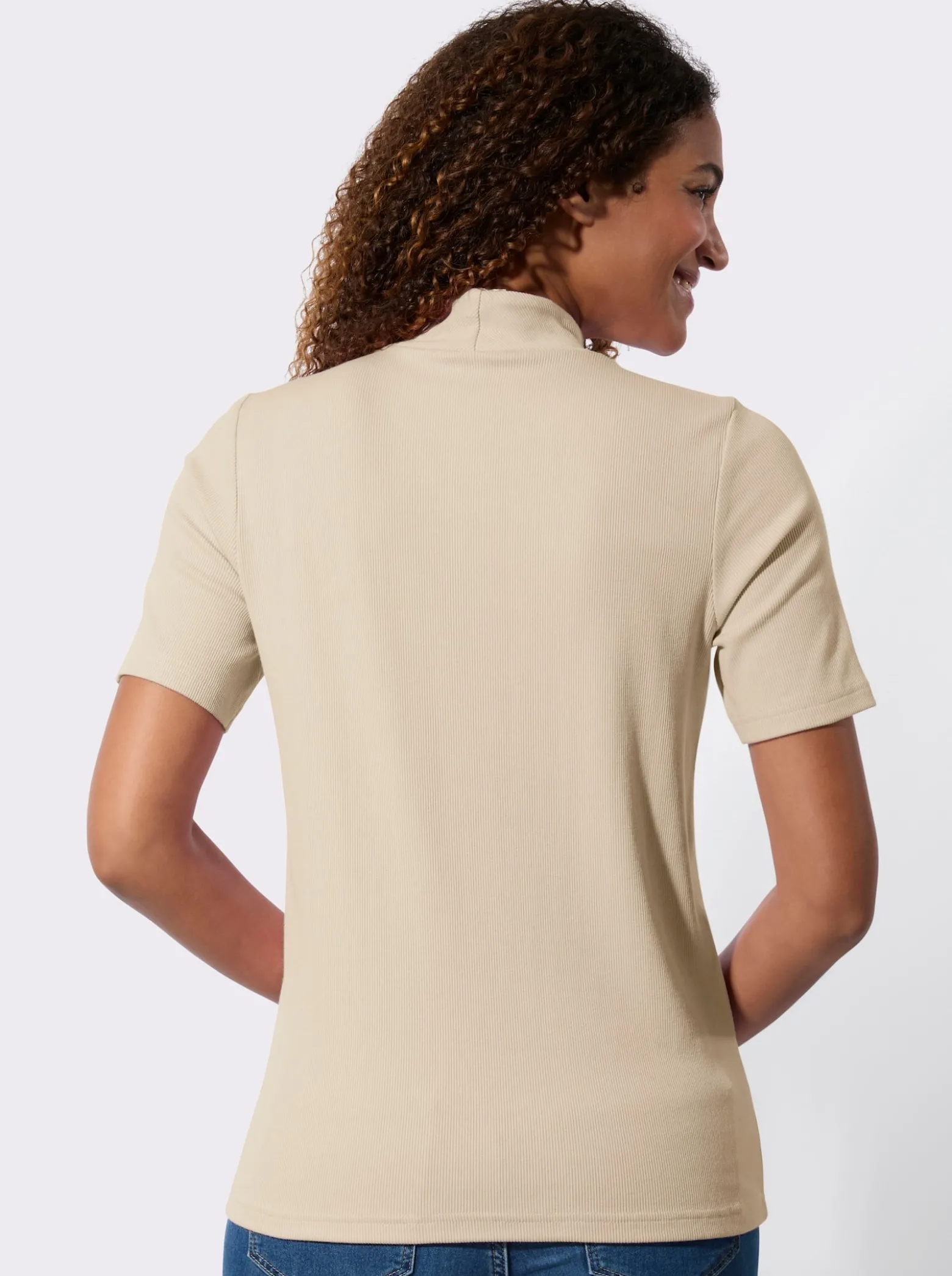 Stehkragenshirt in Baumwoll-Qualität