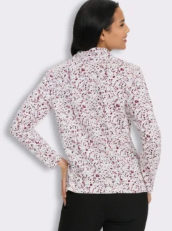 Stehkragenshirt in floralem Dessin