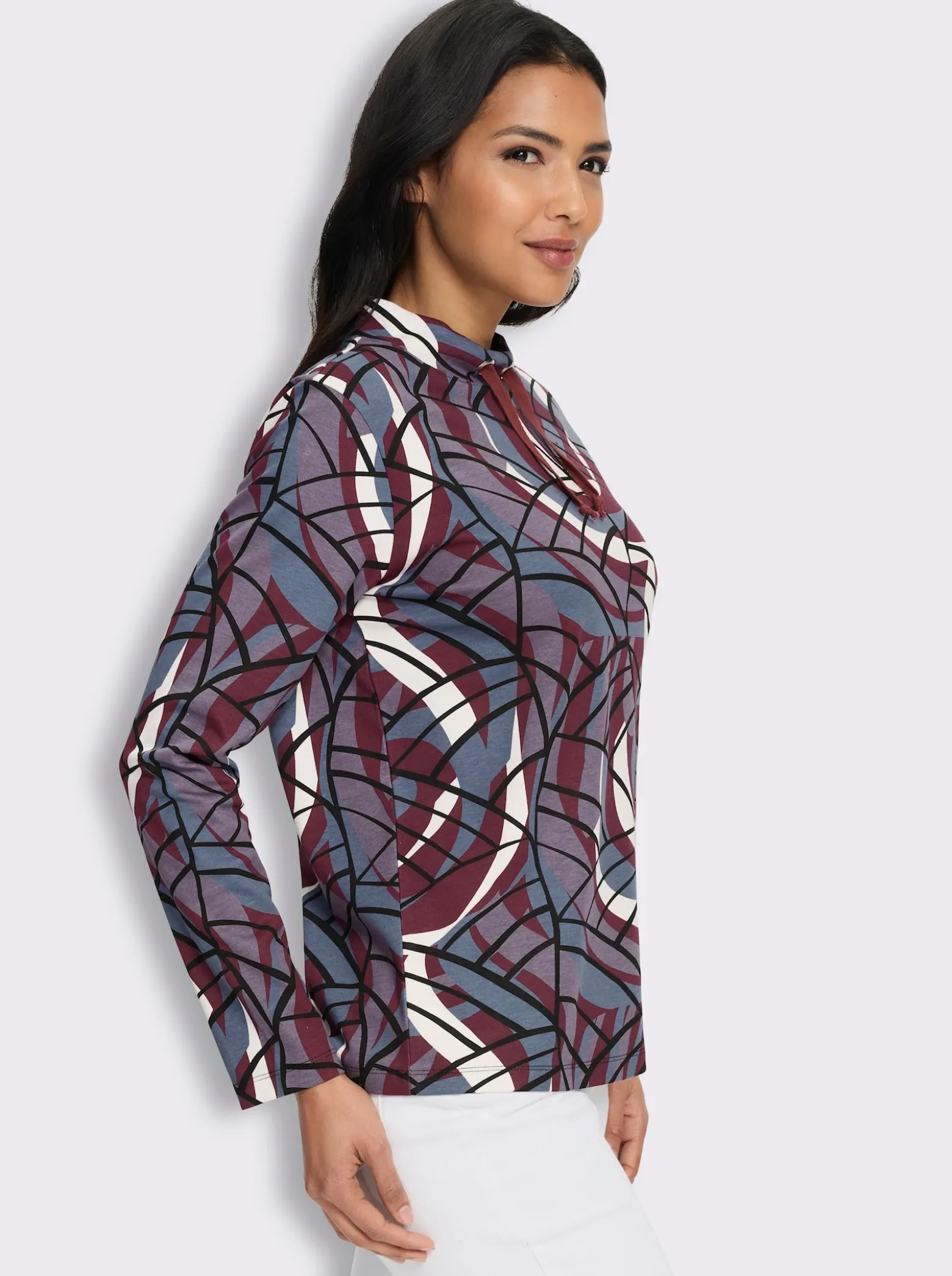 Stehkragenshirt in formstabiler Interlock-Qualität