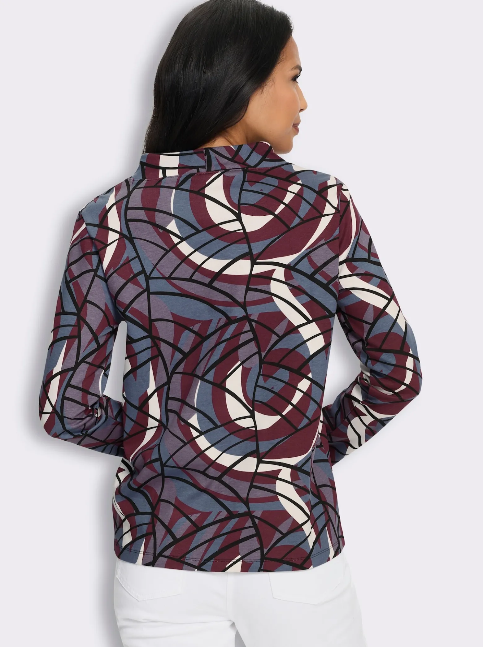 Stehkragenshirt in formstabiler Interlock-Qualität