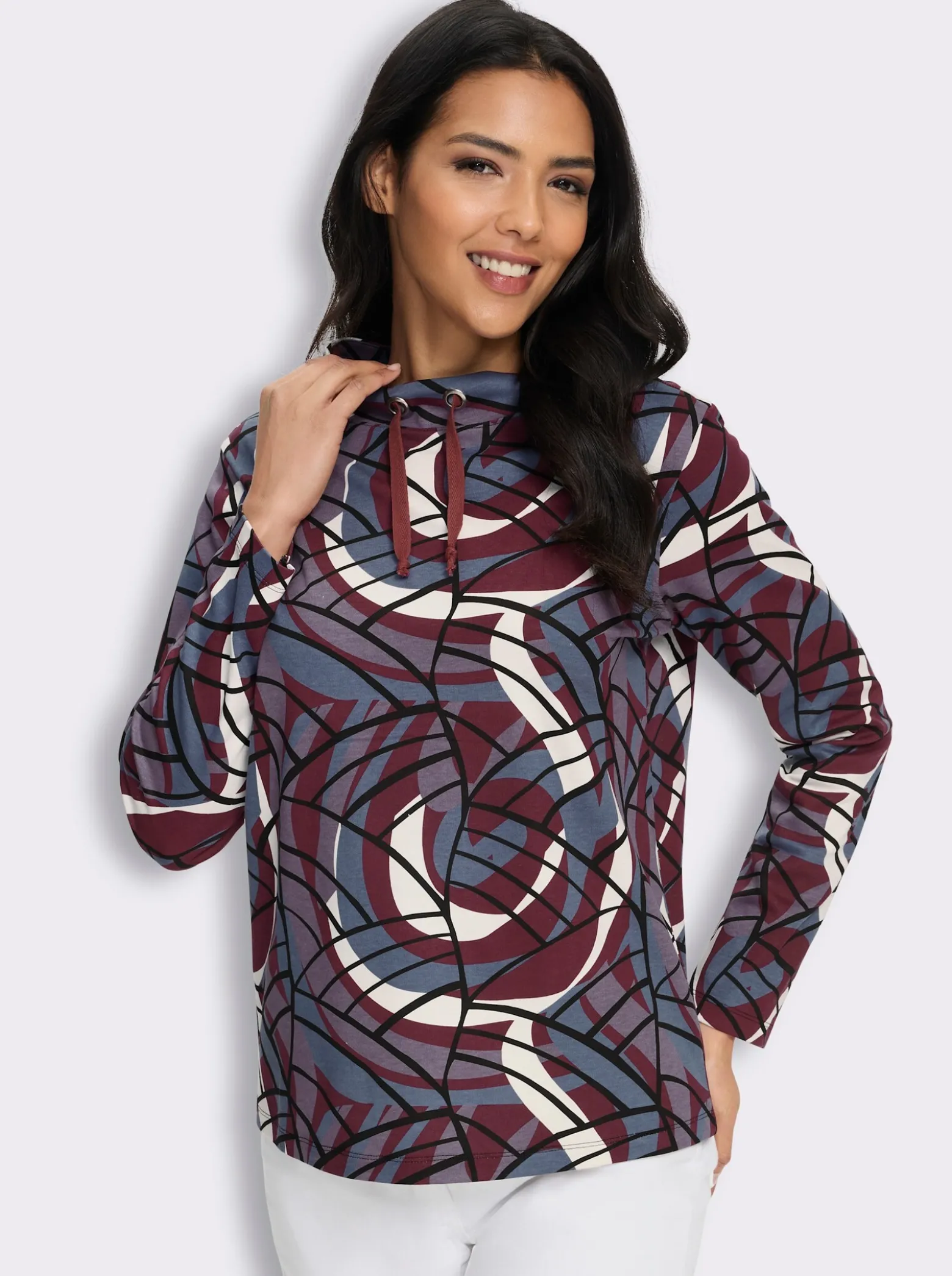Stehkragenshirt in formstabiler Interlock-Qualität