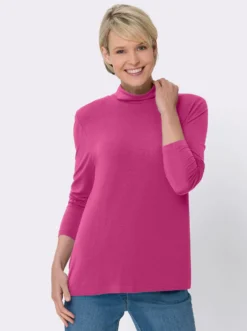 Stehkragenshirt in Viskose-Qualität