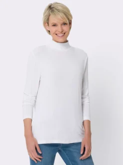 Stehkragenshirt in Viskose-Qualität