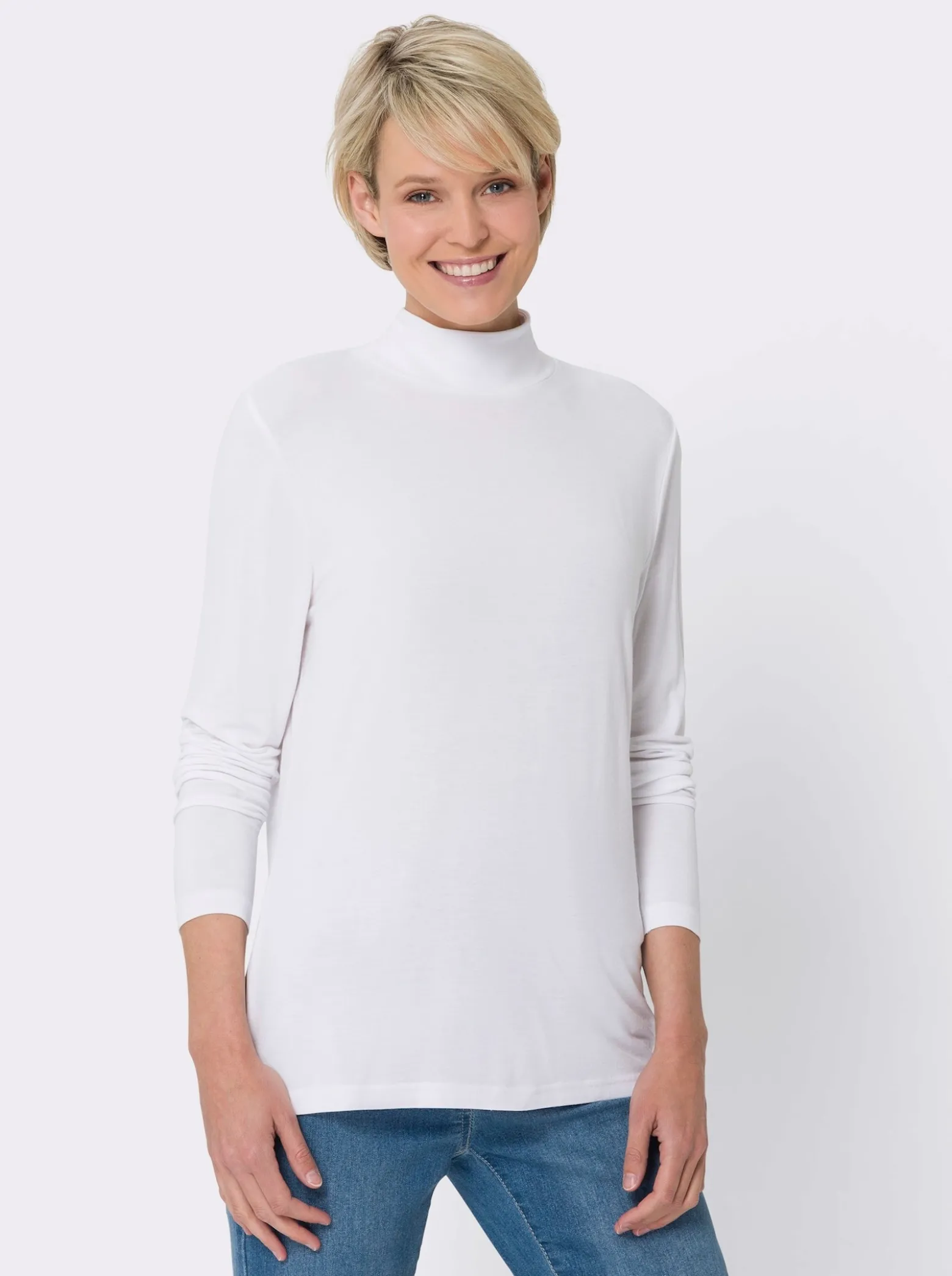 Stehkragenshirt in Viskose-Qualität