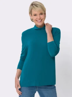 Stehkragenshirt in Viskose-Qualität