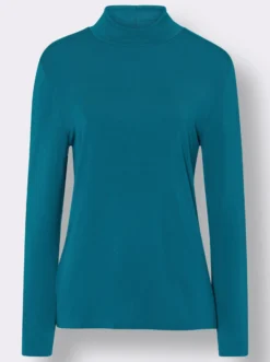 Stehkragenshirt in Viskose-Qualität