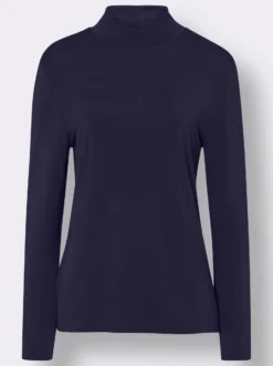 Stehkragenshirt in Viskose-Qualität