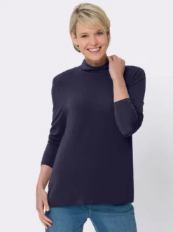 Stehkragenshirt in Viskose-Qualität
