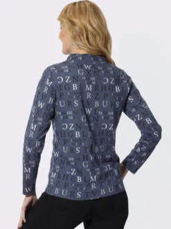 Stehkragenshirt mit Buchstabendruck