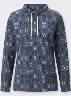 Stehkragenshirt mit Buchstabendruck