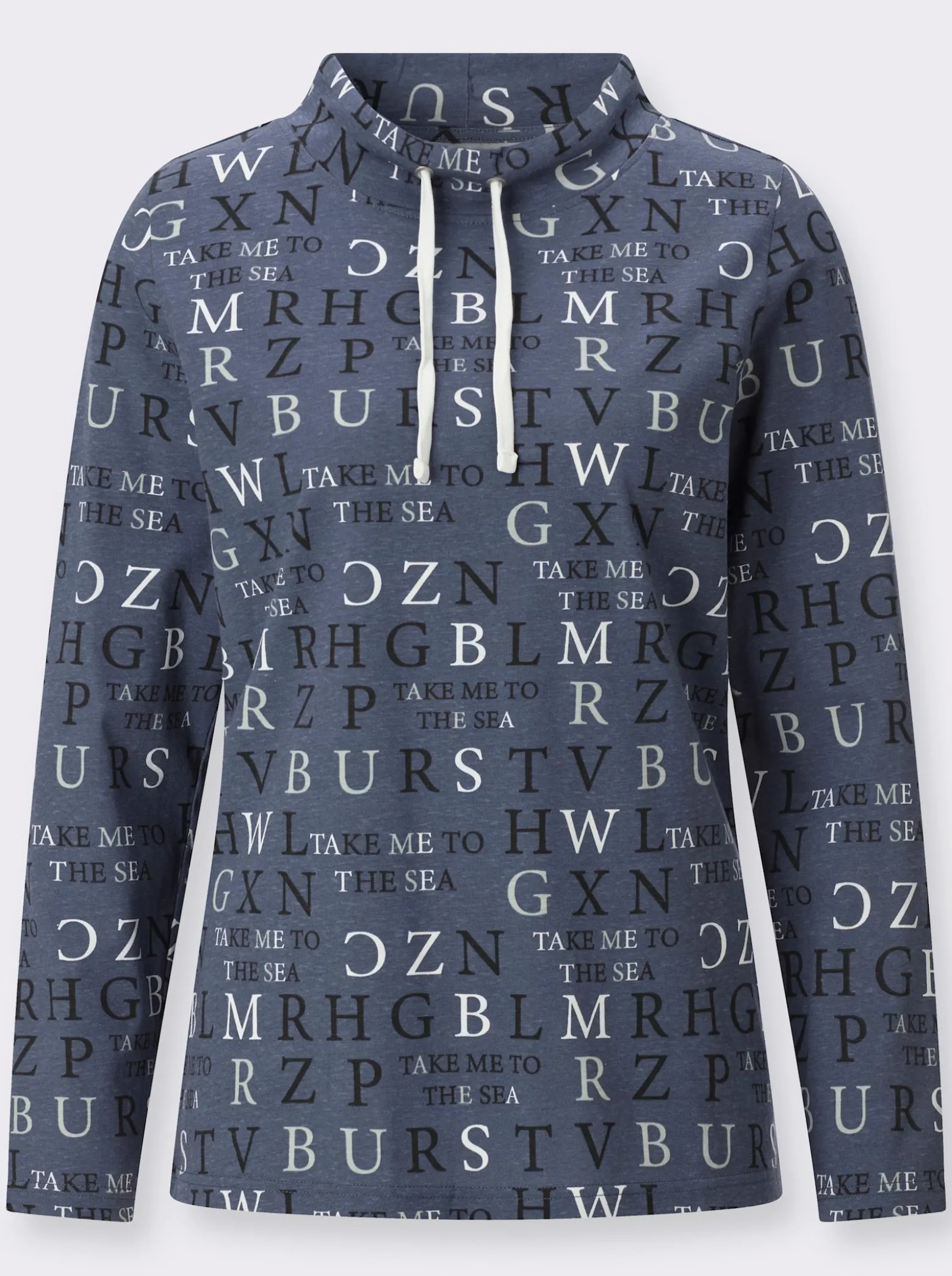 Stehkragenshirt mit Buchstabendruck
