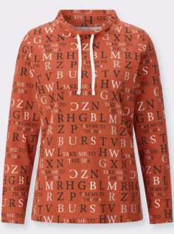 Stehkragenshirt mit Buchstabendruck
