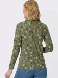 Stehkragenshirt mit Buchstabendruck