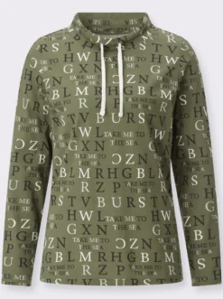 Stehkragenshirt mit Buchstabendruck