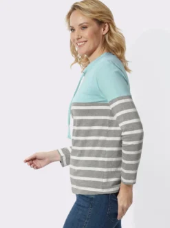 Stehkragenshirt mit Colour-Blocking