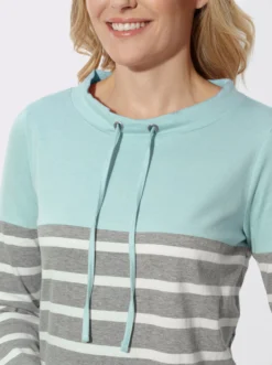 Stehkragenshirt mit Colour-Blocking