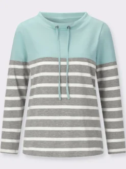 Stehkragenshirt mit Colour-Blocking