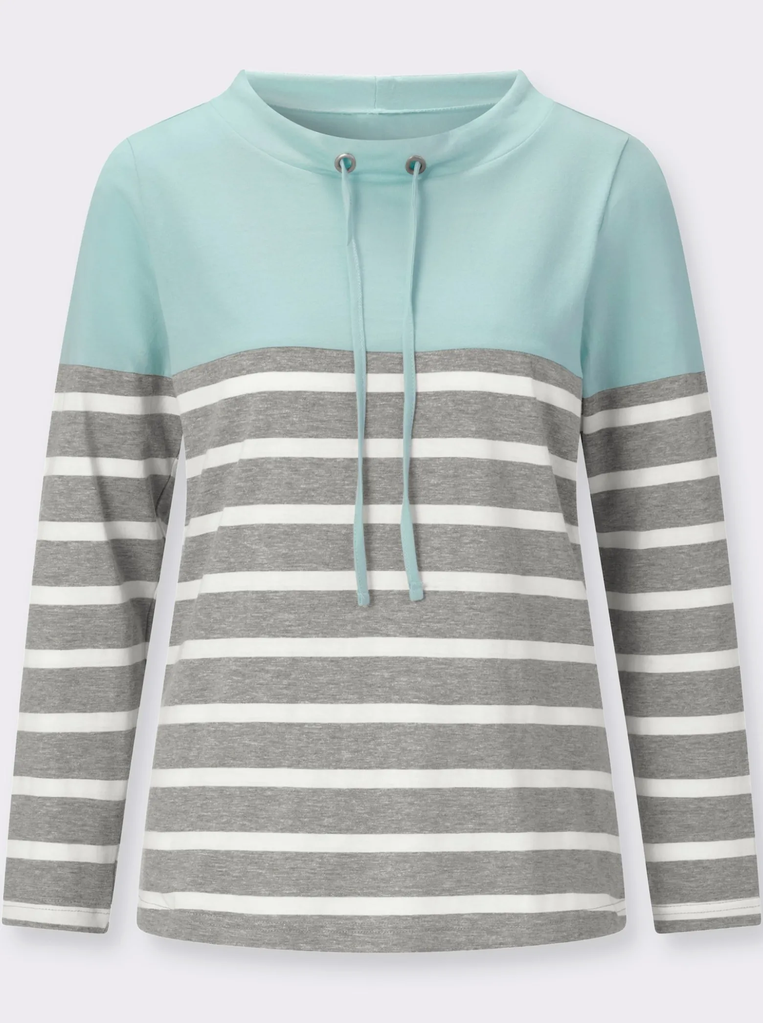 Stehkragenshirt mit Colour-Blocking