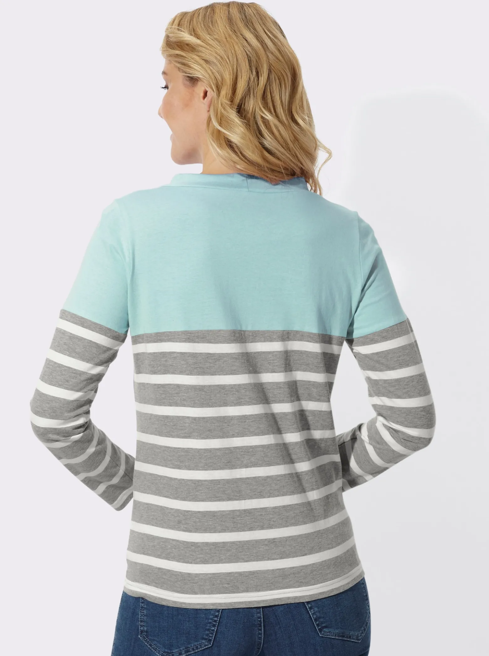 Stehkragenshirt mit Colour-Blocking