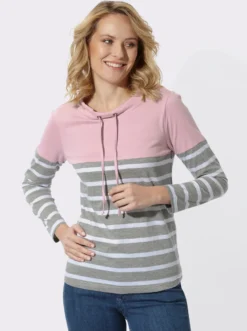 Stehkragenshirt mit Colour-Blocking