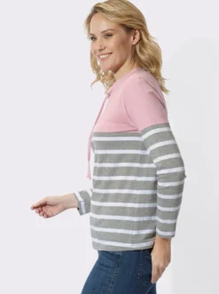Stehkragenshirt mit Colour-Blocking