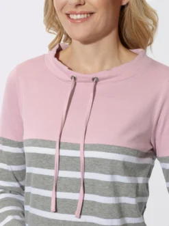 Stehkragenshirt mit Colour-Blocking