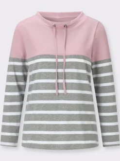 Stehkragenshirt mit Colour-Blocking