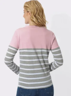 Stehkragenshirt mit Colour-Blocking