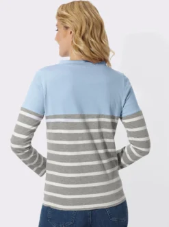 Stehkragenshirt mit Colour-Blocking