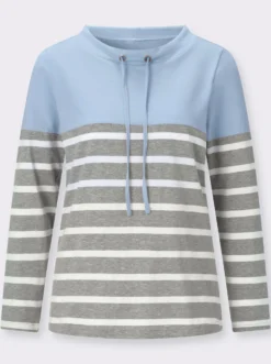 Stehkragenshirt mit Colour-Blocking