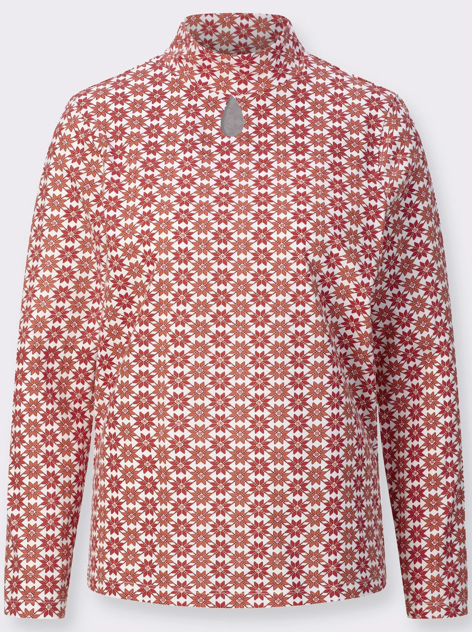 Stehkragenshirt mit Cut-out-Tropfen
