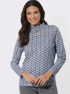 Stehkragenshirt mit Cut-out-Tropfen